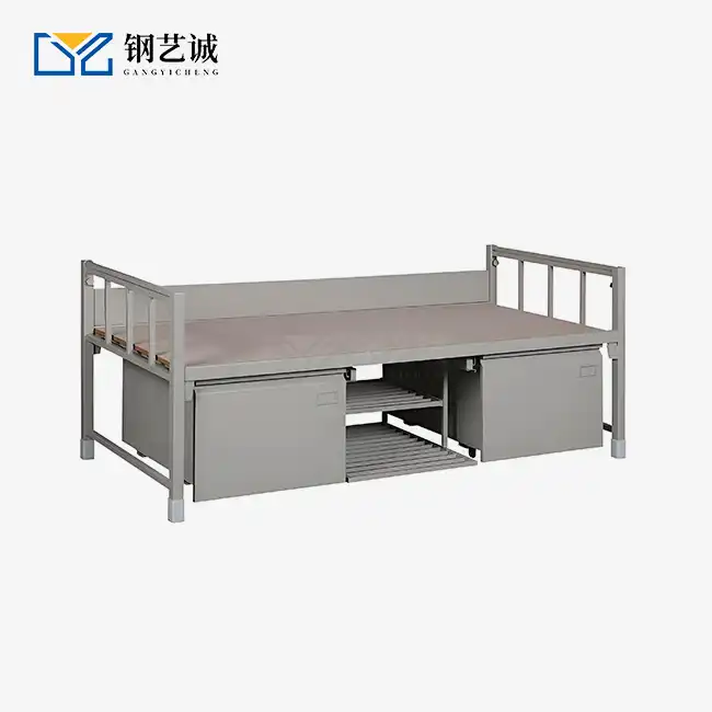 Single Metal Bed Frame With Storage Cabinet